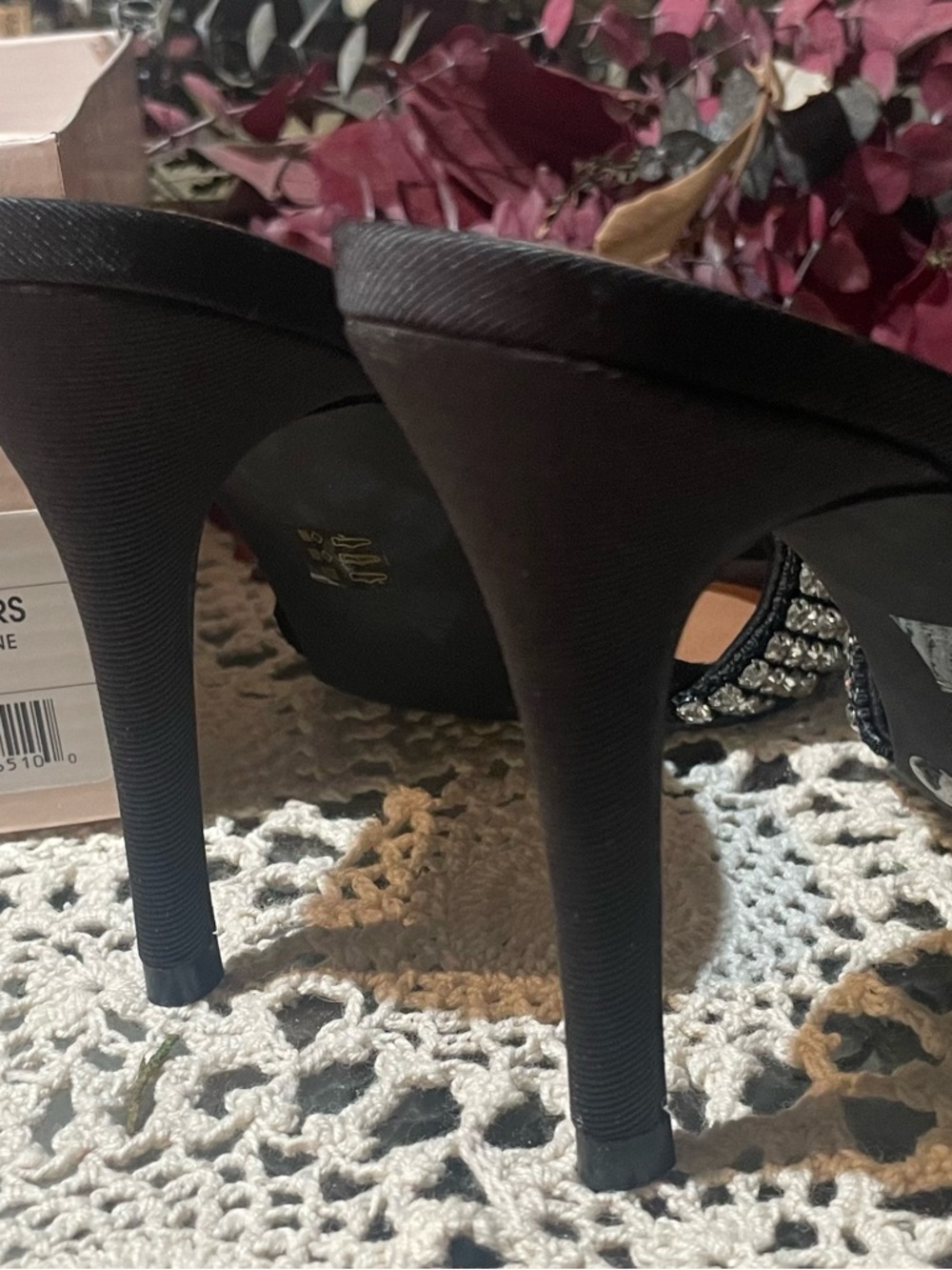 Jeep Black Rhinestone Slide Heels - Picture 3 of 6